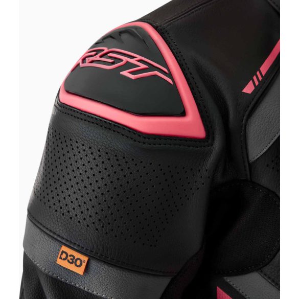 bőrdzseki női RST S1 D3O Leather - fekete/pink