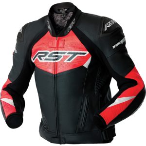 bőrdzseki RST Tractech Evo D3O - fekete/fluo piros