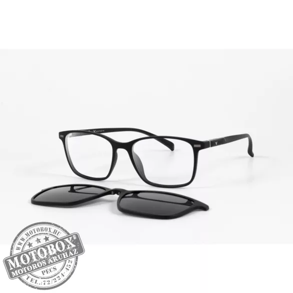 Szemüvegkeret sisakos szárral + utcai szár + Clip-On MOTOEYE H0002-C1 Fekete, Fekete