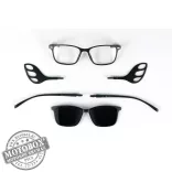 Szemüvegkeret sisakos szárral + utcai szár + Clip-On MOTOEYE H0002-C1 Fekete, Fekete