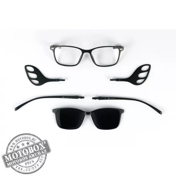 Szemüvegkeret sisakos szárral + utcai szár + Clip-On MOTOEYE H0002-C1 Fekete, Fekete