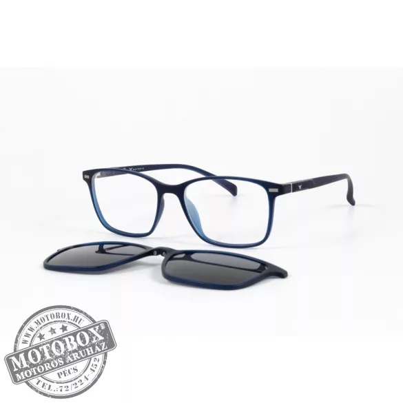 Szemüvegkeret sisakos szárral + utcai szár + Clip-On MOTOEYE H0002-C2 Kék, Átlátszó kék