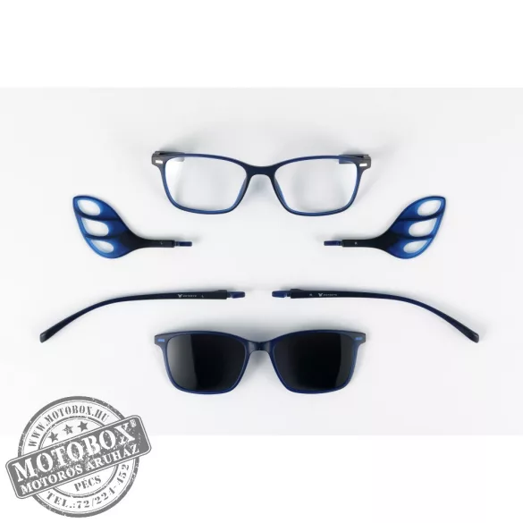 Szemüvegkeret sisakos szárral + utcai szár + Clip-On MOTOEYE H0002-C2 Kék, Átlátszó kék