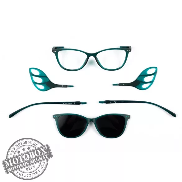Szemüvegkeret sisakos szárral + utcai szár + Clip-On MOTOEYE H0003-C2 Zöld, Átlátszó zöld