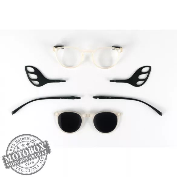 Szemüvegkeret sisakos szárral + utcai szár + Clip-On MOTOEYE H0004-C2 Átlátszó, Fekete