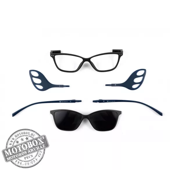 Szemüvegkeret sisakos szárral + utcai szár + Clip-On MOTOEYE H0005-C1 Fekete, Kék