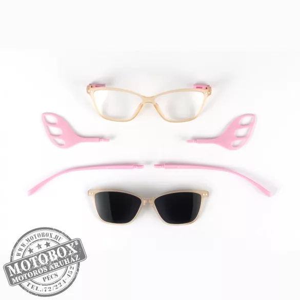 Szemüvegkeret sisakos szárral + utcai szár + Clip-On MOTOEYE H0005-C3 Átlátszó, Rózsaszín
