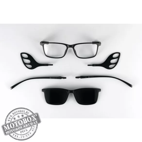 Szemüvegkeret sisakos szárral + utcai szár + Clip-On MOTOEYE H0006-C1 Fekete, Fekete