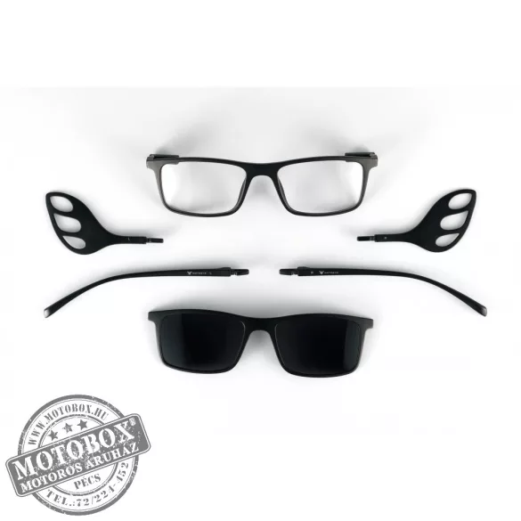 Szemüvegkeret sisakos szárral + utcai szár + Clip-On MOTOEYE H0007-C1 Fekete, Fekete