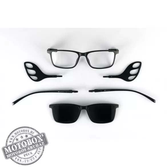 Szemüvegkeret sisakos szárral + utcai szár + Clip-On MOTOEYE H0008-C1 Fekete, Fekete