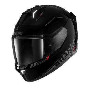 Shark bukósisak - Skwal i3 - Blank BEÉPÍTETT FÉKLÁMPÁVAL, FEKETE-SÖTÉTSZÜRKE-PIROS