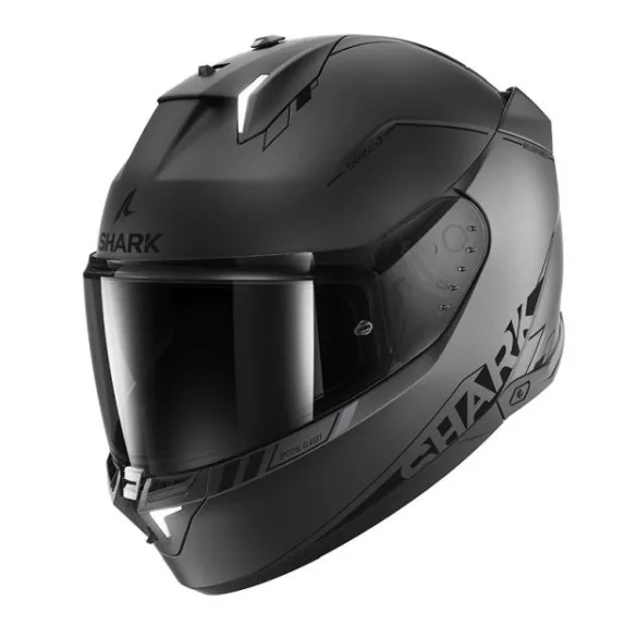 Shark bukósisak - Skwal i3 - Blank sp mat BEÉPÍTETT FÉKLÁMPÁVAL, MATT SÖTÉTSZÜRKE-FEKETE-EZÜST