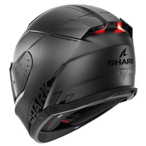 Shark bukósisak - Skwal i3 - Blank sp mat BEÉPÍTETT FÉKLÁMPÁVAL, MATT SÖTÉTSZÜRKE-FEKETE-EZÜST