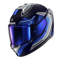   Shark bukósisak - Skwal i3 - Rhad BEÉPÍTETT FÉKLÁMPÁVAL, KÉK-KRÓM-EZÜST