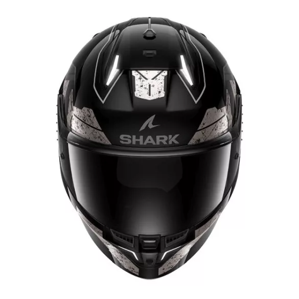 Shark bukósisak - Skwal i3 - Rhad BEÉPÍTETT FÉKLÁMPÁVAL, FEKETE-KRÓM-SÖTÉTSZÜRKE