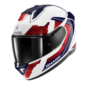 Shark bukósisak - Skwal i3 - Rhad BEÉPÍTETT FÉKLÁMPÁVAL, FEHÉR-PIROS-KÉK