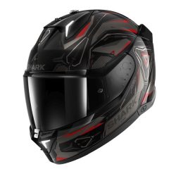   Shark bukósisak - Skwal i3 - Linik BEÉPÍTETT FÉKLÁMPÁVAL, FEKETE-SÖTÉTSZÜRKE-PIROS