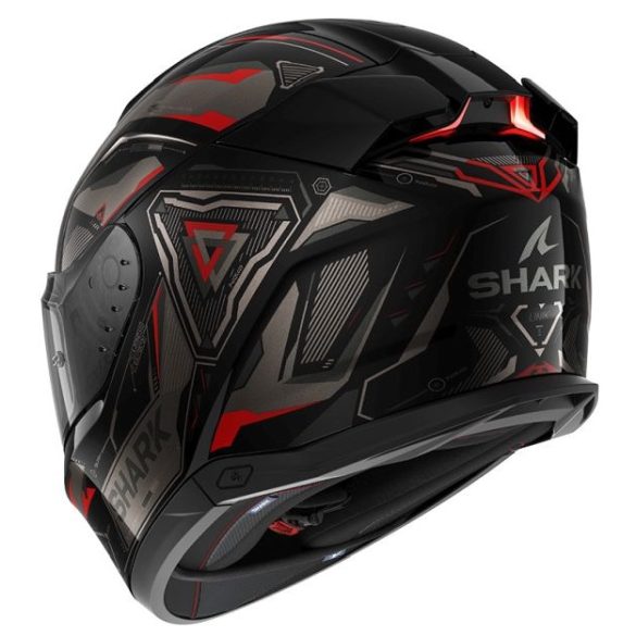 Shark bukósisak - Skwal i3 - Linik BEÉPÍTETT FÉKLÁMPÁVAL, FEKETE-SÖTÉTSZÜRKE-PIROS