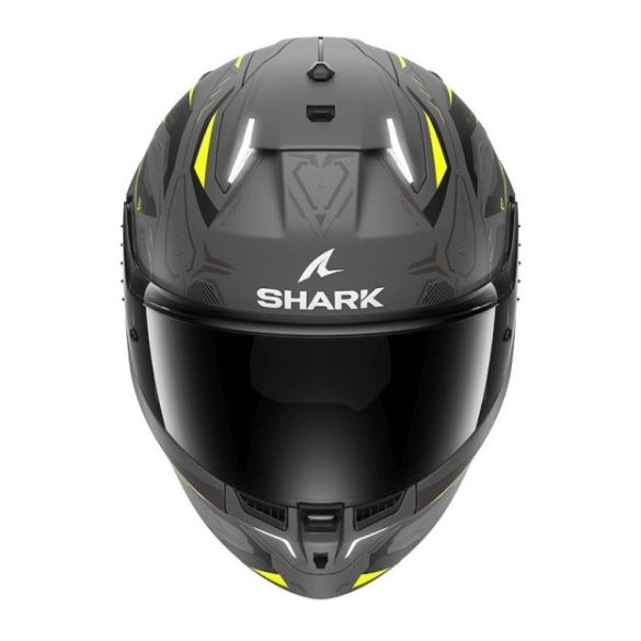 Shark bukósisak - Skwal i3 - Linik mat BEÉPÍTETT FÉKLÁMPÁVAL, MATT SÖTÉTSZÜRKE-SÁRGA-FEKETE