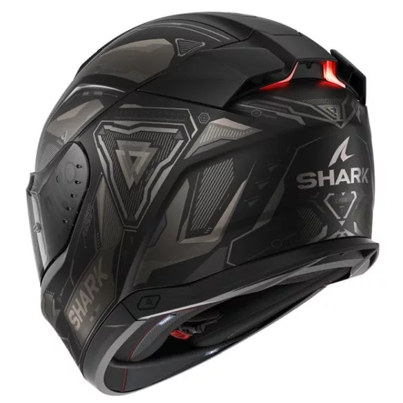 Shark bukósisak - Skwal i3 - Linik mat BEÉPÍTETT FÉKLÁMPÁVAL, MATT FEKETE-SÖTÉTSZÜRKE