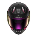 Shark bukósisak - Skwal i3 - Linik mat BEÉPÍTETT FÉKLÁMPÁVAL, MATT FEKETE-RÓZSASZÍN-SÖTÉTSZÜRKE