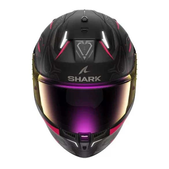 Shark bukósisak - Skwal i3 - Linik mat BEÉPÍTETT FÉKLÁMPÁVAL, MATT FEKETE-RÓZSASZÍN-SÖTÉTSZÜRKE