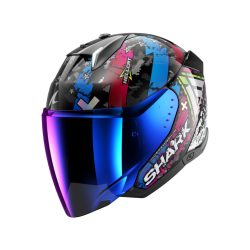   bukósisak nyitott SHARK SKWAL I3 JET HELLCAT + PLEXIVEL FEKETE-KRÓM-KÉK