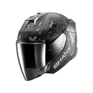 bukósisak nyitott SHARK SKWAL I3 JET HELLCAT MAT + PLEXIVEL MATT FEKETE-KRÓM-SÖTÉTSZÜRKE