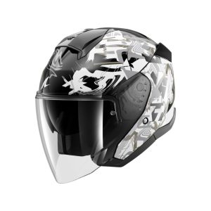 bukósisak nyitott SHARK SKWAL JET PRANZ FEKETE-FEHÉR-ARANY