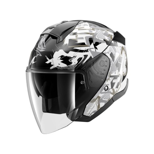 bukósisak nyitott SHARK SKWAL JET PRANZ FEKETE-FEHÉR-ARANY