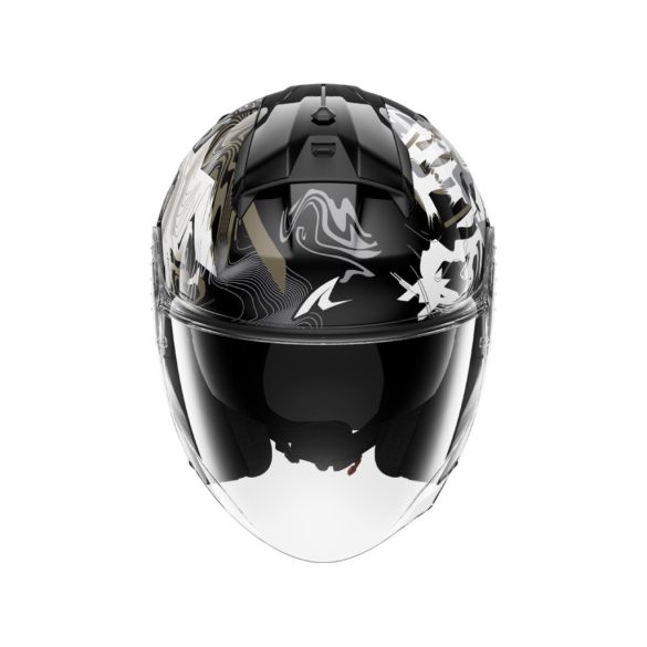 bukósisak nyitott SHARK SKWAL JET PRANZ FEKETE-FEHÉR-ARANY