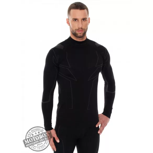 BRUBECK® COOLER nyári férfi hosszú ujjú motoros aláöltöző felső fekete