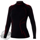 BRUBECK® COOLER nyári női hosszú ujjú motoros aláöltöző felső fekete-piros