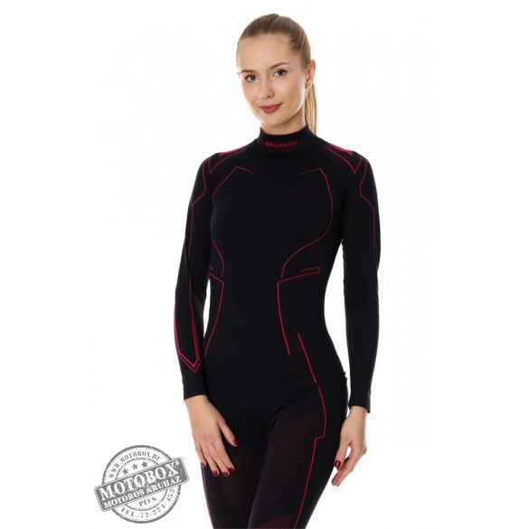 BRUBECK® COOLER nyári női hosszú ujjú motoros aláöltöző felső fekete-pink