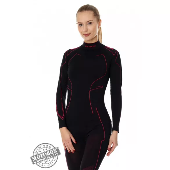 BRUBECK® COOLER nyári női hosszú ujjú motoros aláöltöző felső fekete-pink