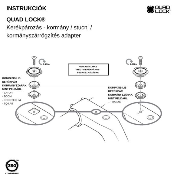 QUAD LOCK® Kerékpározás - kormány / stucni / kormányszárrögzítés adapter