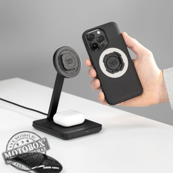 QUAD LOCK® MAG Dual asztali vezeték nélküli töltő/tartó EU 18W töltő adapterrel (választható EU 30W)