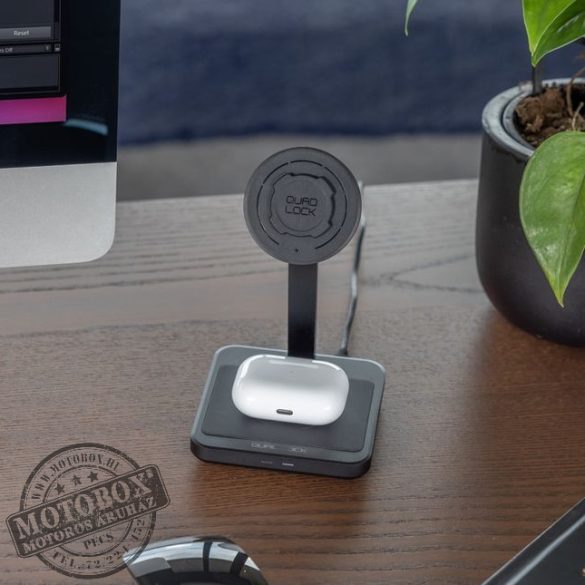 QUAD LOCK® MAG Dual asztali vezeték nélküli töltő/tartó EU 18W töltő adapterrel (választható EU 30W)