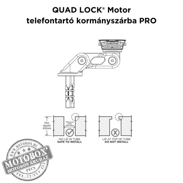 QUAD LOCK® Motor telefontartó kormányszárba PRO