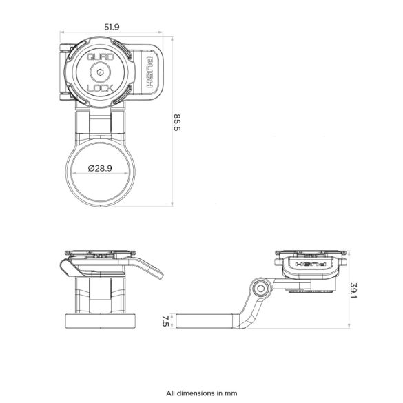 QUAD LOCK® Kerékpározás - telefontartó stucni csapágyleszorító sapka alá - állítható