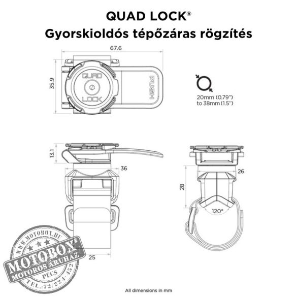QUAD LOCK® Gyorskioldós tépőzáras rögzítés