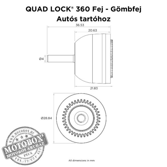 QUAD LOCK® 360™ Fej - Gömbfej autós tartóhoz