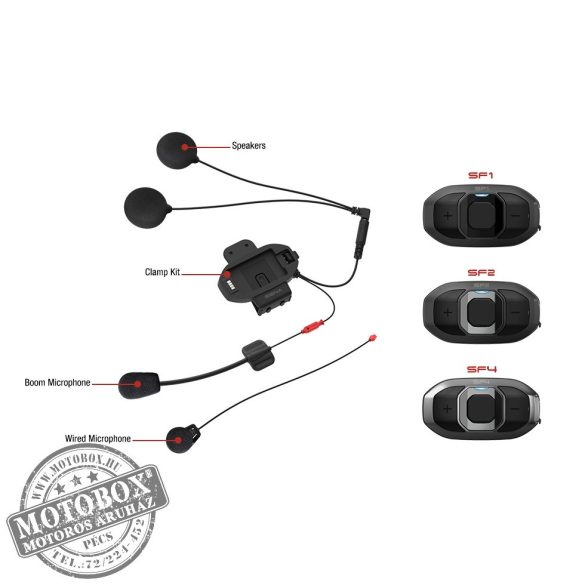 SENA SF4 DUPLA CSOMAG HD-hangszórókkal, 4-résztvevős Bluetooth kapcsolat