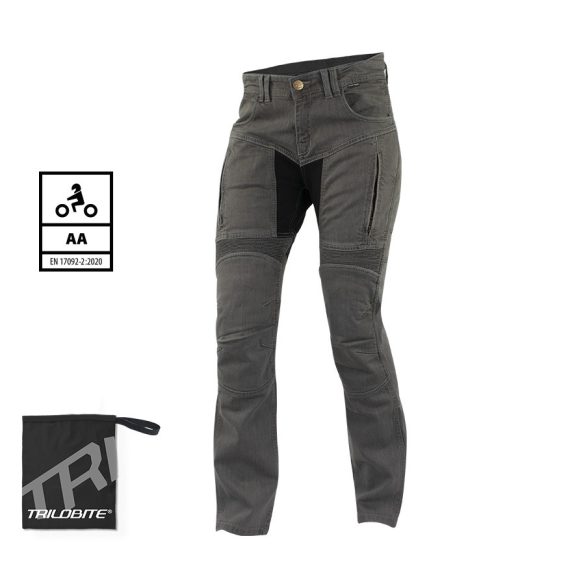 TriloBite Lady Parado női motoros farmernadrág SLIM szűkített fazon szürke