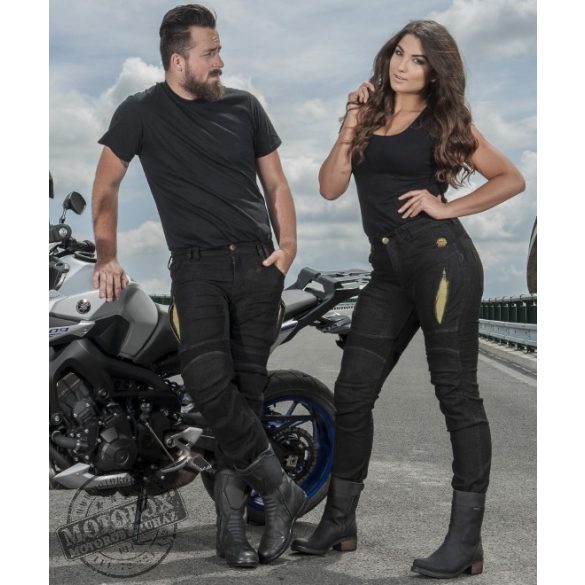TriloBite Lady Parado női motoros farmernadrág SLIM szűkített fazon fekete